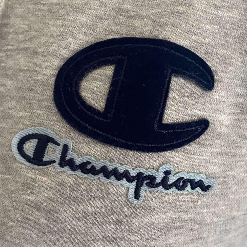 Champion Gray with Blue Logo Powerblend Hoodie - Picture 7 of 9